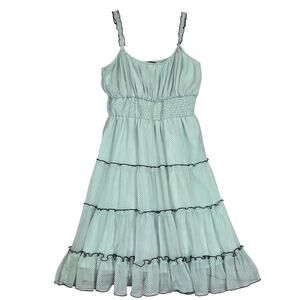 Antheaa Chiffon Babydoll Dress XL Mint Green Ruffle Smock Tier Milkmaid Cottage